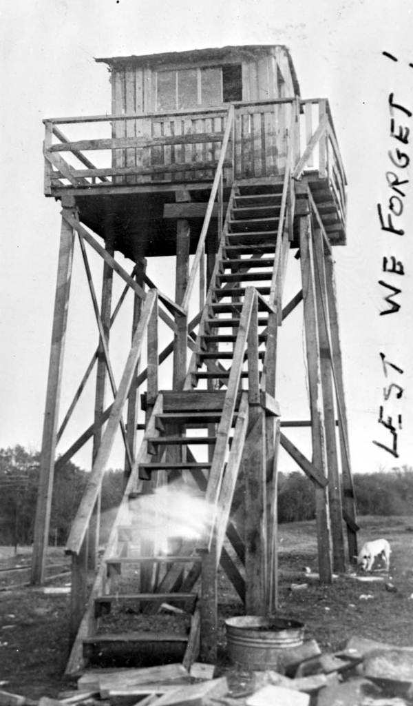 An observation tower in Madison County used by the Aircraft Warning Service during World War II (ca. 1940s).